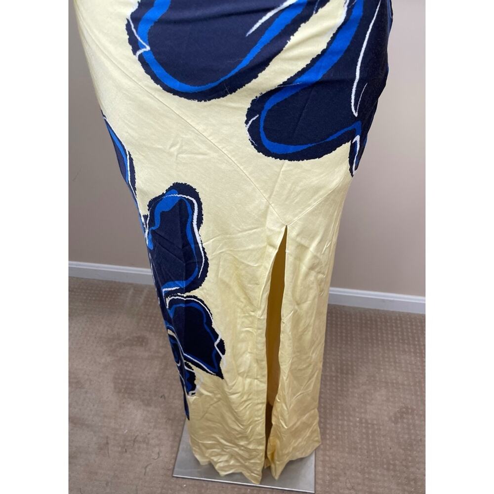 REBECCA VALLANCE Indigo Bloom Floral Gold Hardware Embellished Maxi Dress Size 0 - Picture 4 of 8